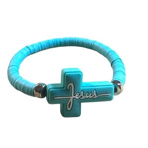 Turquoise Jesus Cross Bracelet